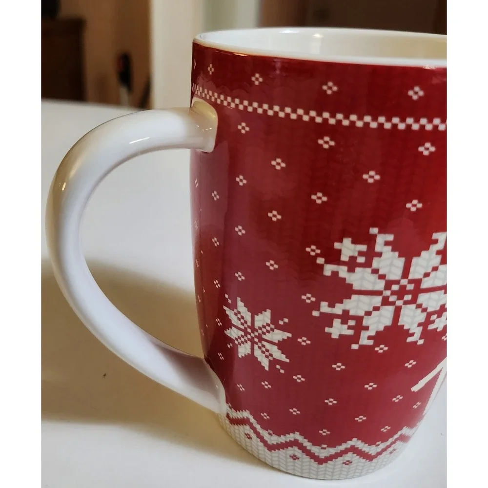 Tim‎ Horton's Snowflake Sweater Mug 2015 Red & White Limited Edition Coffee Cup